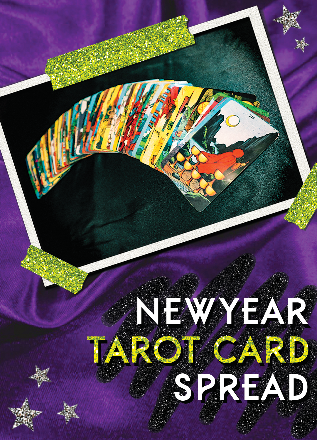 new year tarot card spread on a table