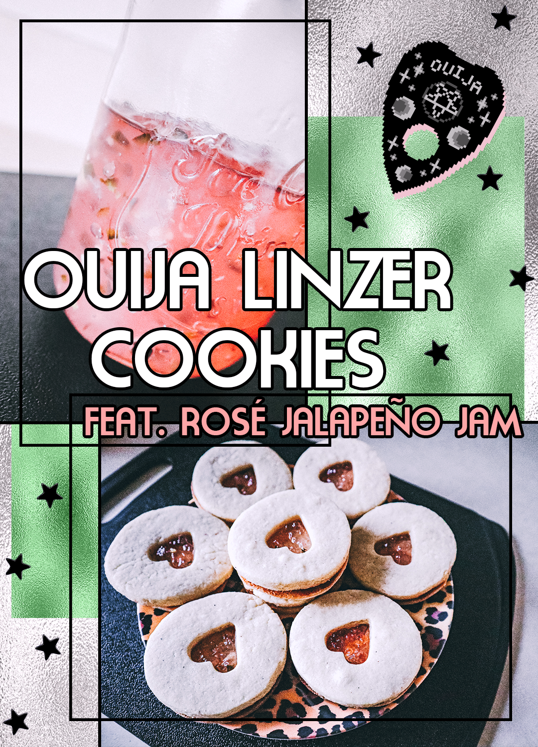 ouija linzer cookies with rose jalapeno jam