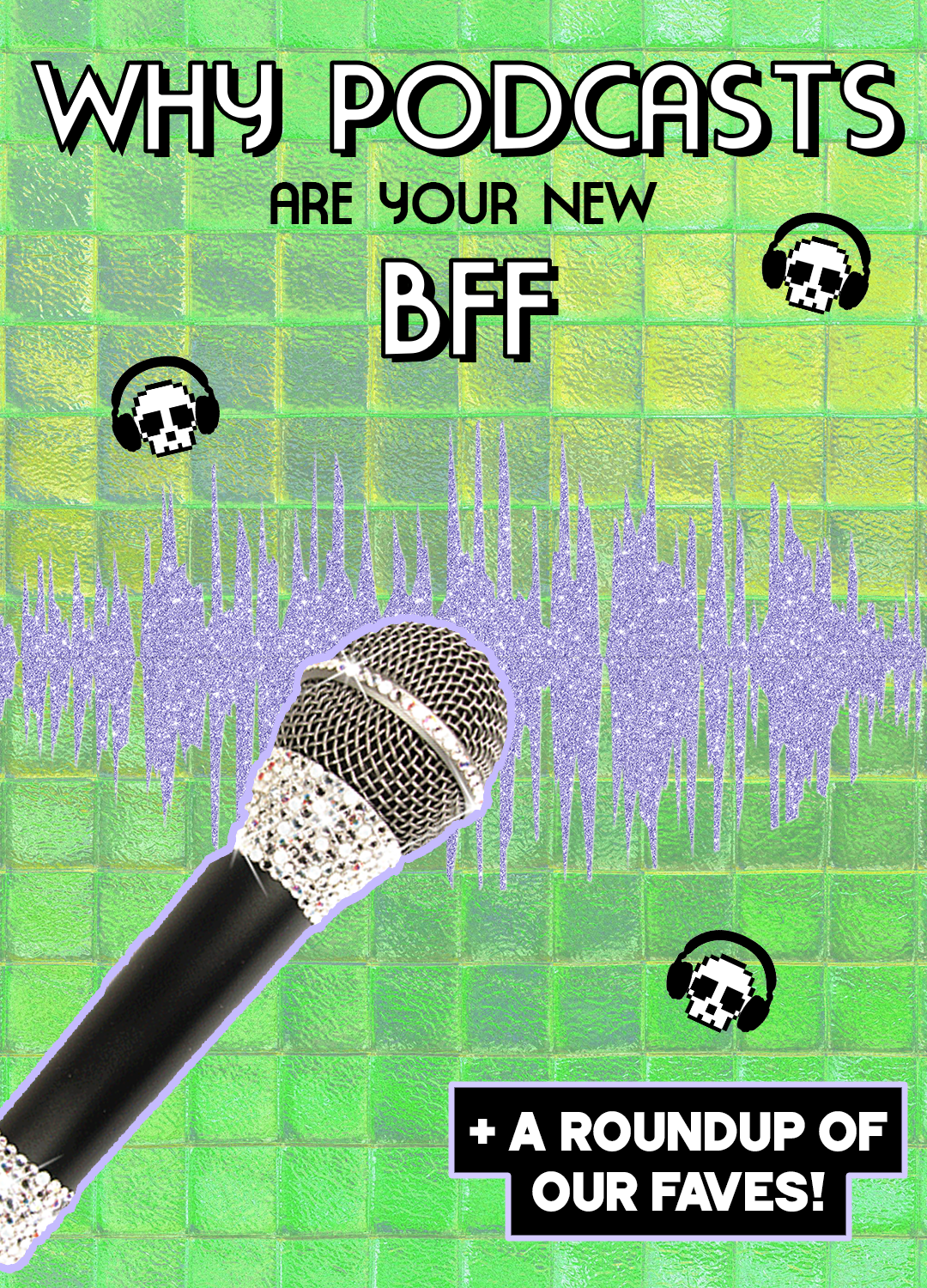 green grid glitter microphone soundwave